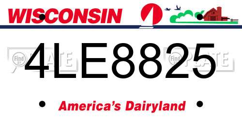 4LE8825 Wisconsin License Plate