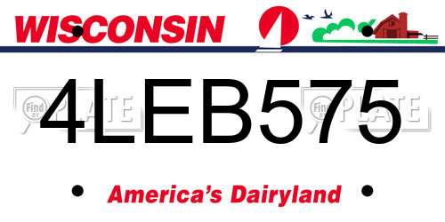 4LEB575 Wisconsin License Plate