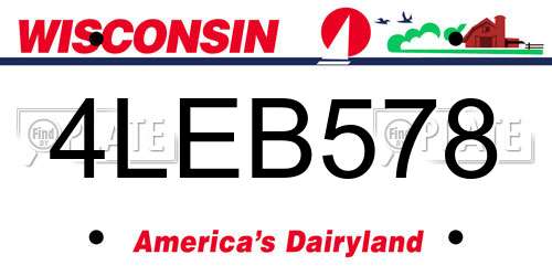 4LEB578 Wisconsin License Plate
