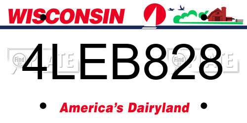 4LEB828 Wisconsin License Plate