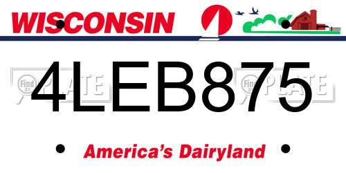 4LEB875 Wisconsin License Plate