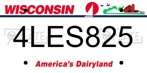 4LES825 Wisconsin License Plate