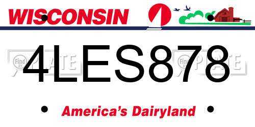 4LES878 Wisconsin License Plate