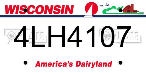 4LH4107 Wisconsin License Plate