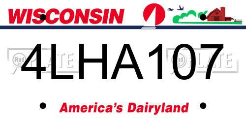 4LHA107 Wisconsin License Plate