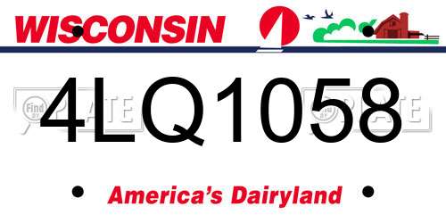 4LQ1058 Wisconsin License Plate