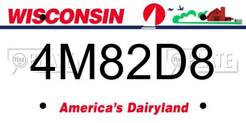 4M82D8 Wisconsin License Plate