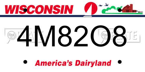 4M82O8 Wisconsin License Plate