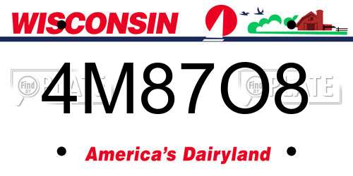 4M87O8 Wisconsin License Plate