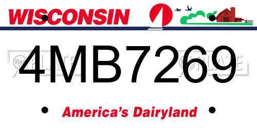 4MB7269 Wisconsin License Plate