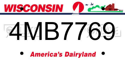 4MB7769 Wisconsin License Plate