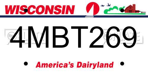 4MBT269 Wisconsin License Plate