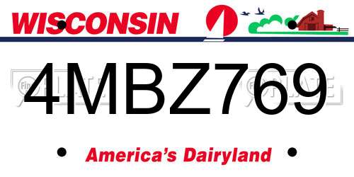 4MBZ769 Wisconsin License Plate