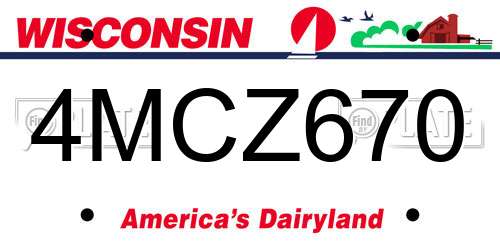 4MCZ670 Wisconsin License Plate