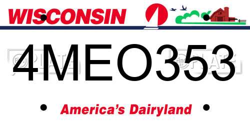 4MEO353 Wisconsin License Plate