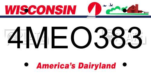 4MEO383 Wisconsin License Plate