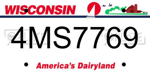 4MS7769 Wisconsin License Plate