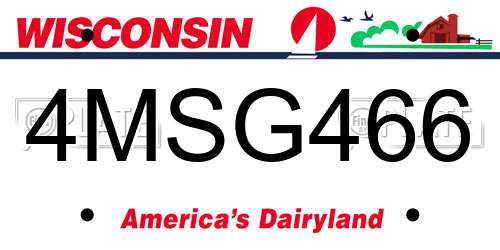 4MSG466 Wisconsin License Plate