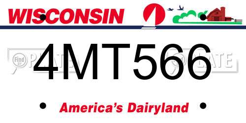 4MT566 Wisconsin License Plate