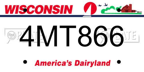 4MT866 Wisconsin License Plate