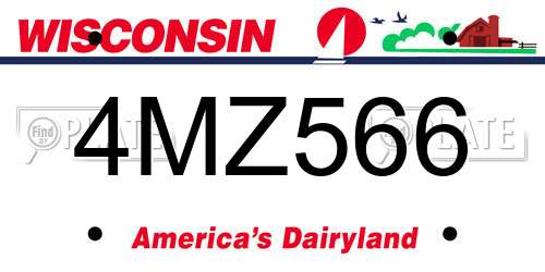 4MZ566 Wisconsin License Plate