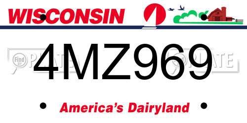 4MZ969 Wisconsin License Plate