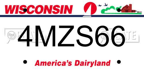 4MZS66 Wisconsin License Plate