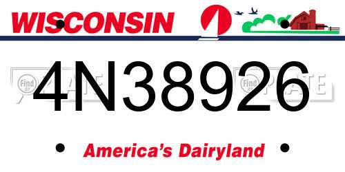 4N38926 Wisconsin License Plate