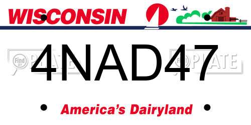 4NAD47 Wisconsin License Plate
