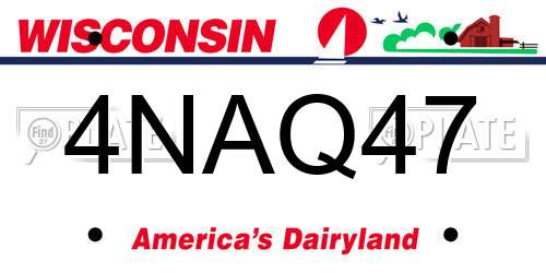 4NAQ47 Wisconsin License Plate