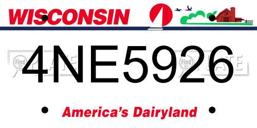 4NE5926 Wisconsin License Plate