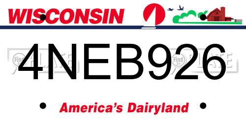 4NEB926 Wisconsin License Plate