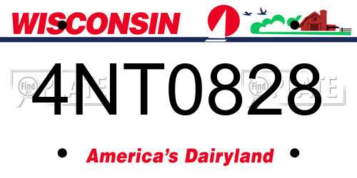 4NT0828 Wisconsin License Plate