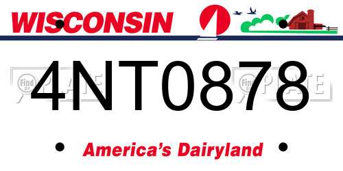 4NT0878 Wisconsin License Plate