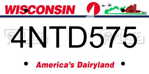 4NTD575 Wisconsin License Plate