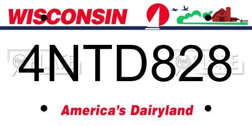 4NTD828 Wisconsin License Plate