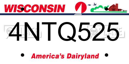 4NTQ525 Wisconsin License Plate