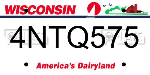 4NTQ575 Wisconsin License Plate