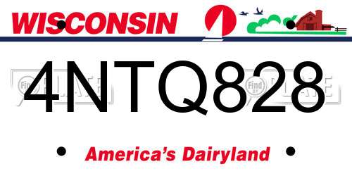 4NTQ828 Wisconsin License Plate