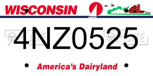 4NZ0525 Wisconsin License Plate