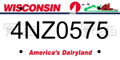 4NZ0575 Wisconsin License Plate
