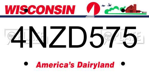 4NZD575 Wisconsin License Plate