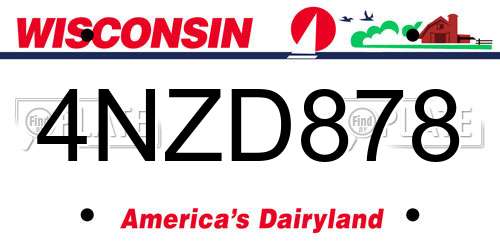 4NZD878 Wisconsin License Plate