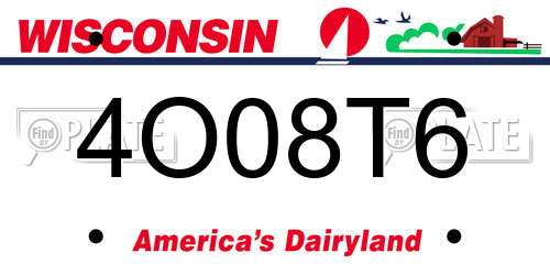 4O08T6 Wisconsin License Plate