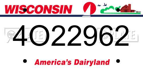 4O22962 Wisconsin License Plate