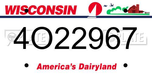 4O22967 Wisconsin License Plate