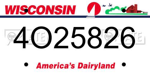 4O25826 Wisconsin License Plate