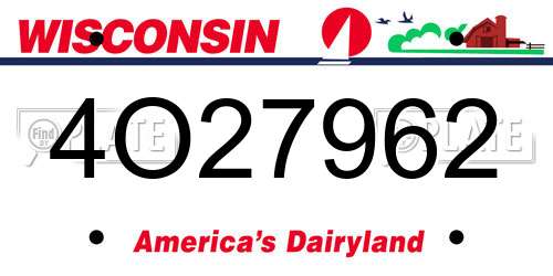 4O27962 Wisconsin License Plate