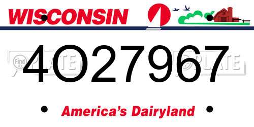 4O27967 Wisconsin License Plate