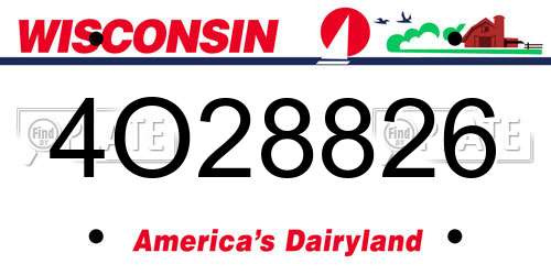 4O28826 Wisconsin License Plate